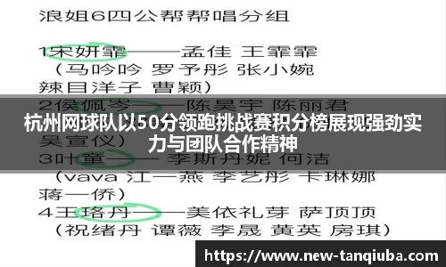 杭州网球队以50分领跑挑战赛积分榜展现强劲实力与团队合作精神
